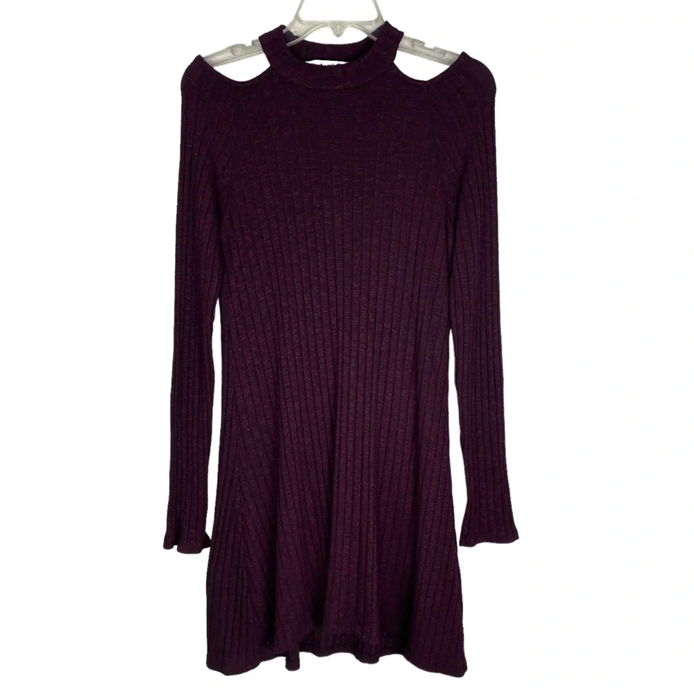 Michael Stars Ribbed Mini Dress Size M Jasper Boy Cut Out Mock Neck Office - Picture 2 of 12